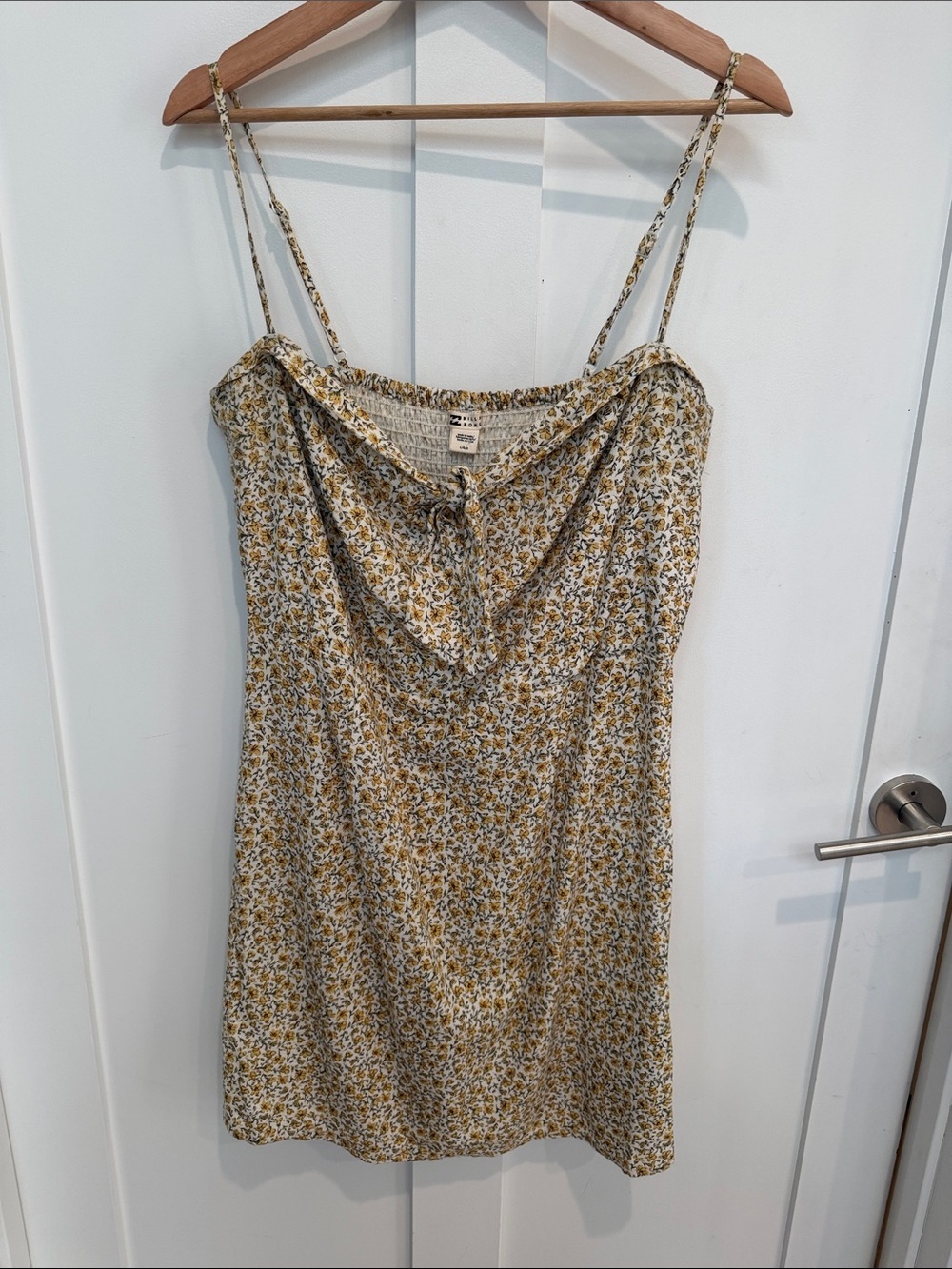 Billabong Yellow and White Floral Cowl Mini Dress